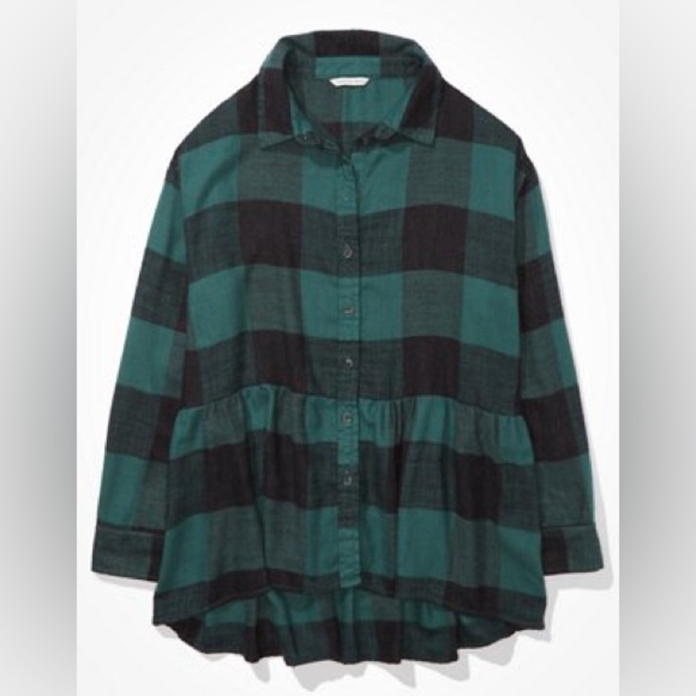 American Eagle Oversized Flannel Babydoll Shirt